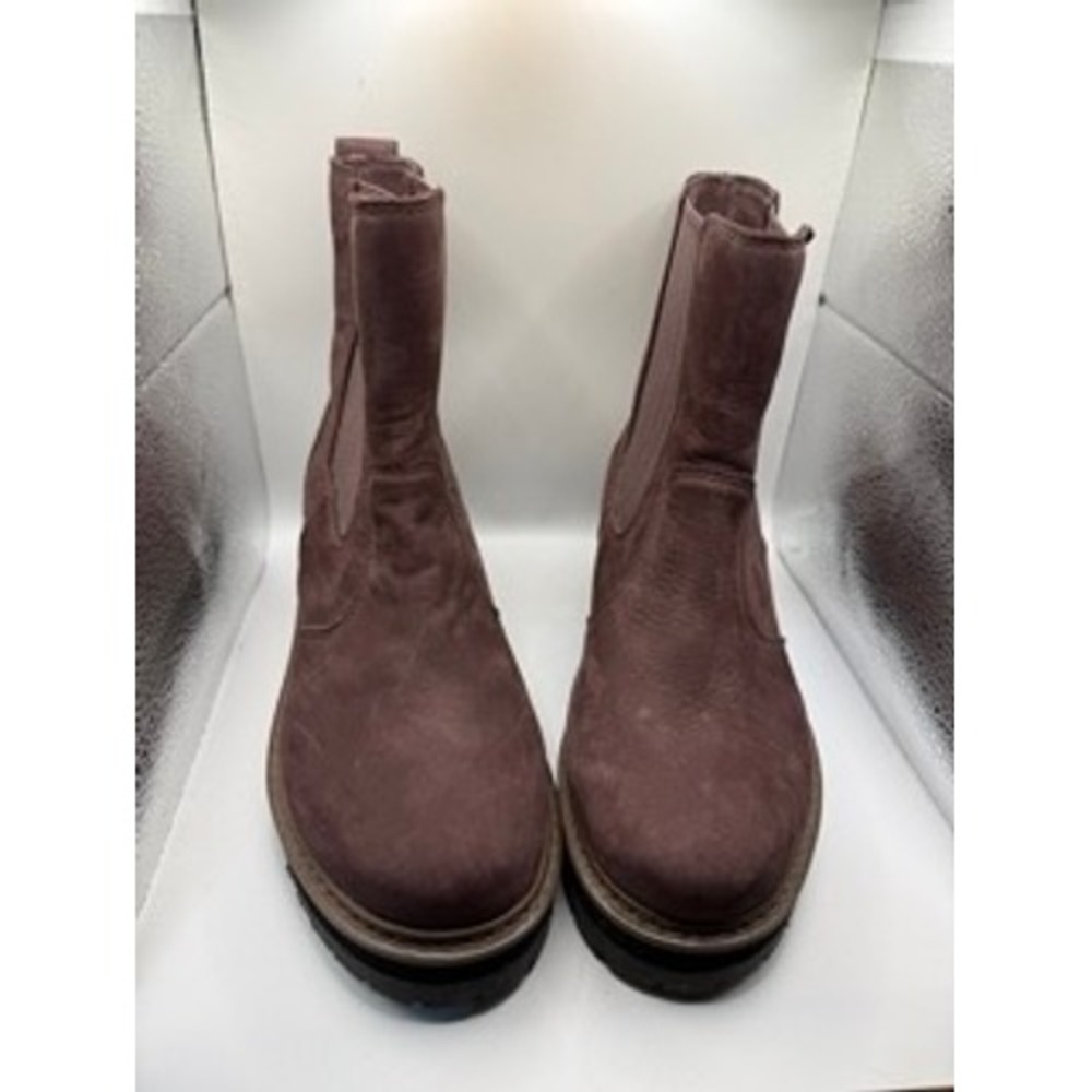 LL Bean Stonington Chelsea Boots Womens 9 Mauve Nubuck Leather Ankle Lug Sole